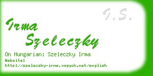 irma szeleczky business card